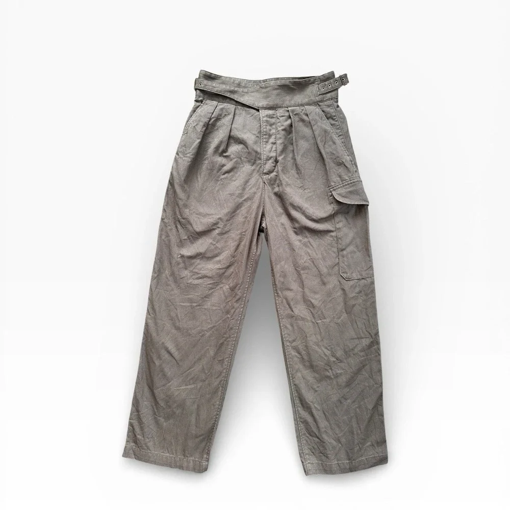 Banana Republic Cargo Pants Womens 8 Brown Excellent High Rise Cotton Linen Wide